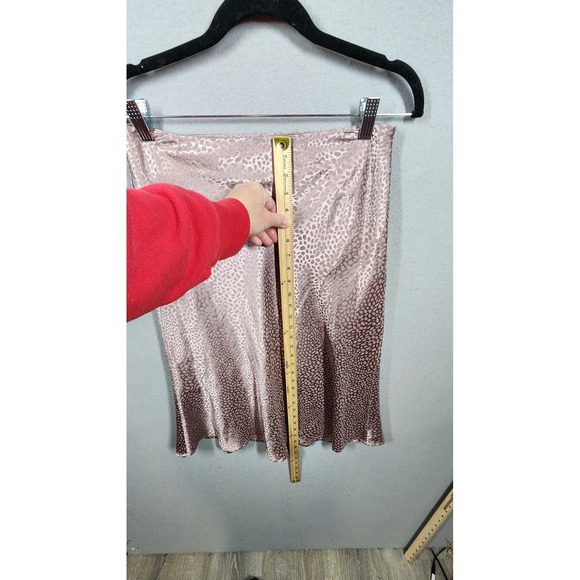Entro Skirt Womens Large Pink Satin Animal Print A Line Midi Leopard Boho Slip - Picture 7 of 9